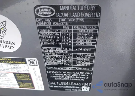 2025 Land Rover Range Rover Sport P460 Dynamic Se from USA, damaged, VIN SAL1L9E44SA457847